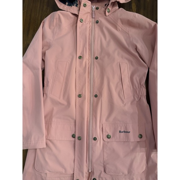 Barbour Clyde Girls Pink Rain Jacket Waterproof Size Large 10/11 - Picture 3 of 7